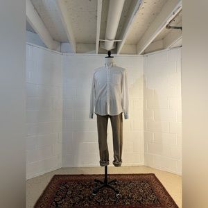 Medium Banana Republic Factory Organic Cotton Untucked Oxford - Orange Bubbles